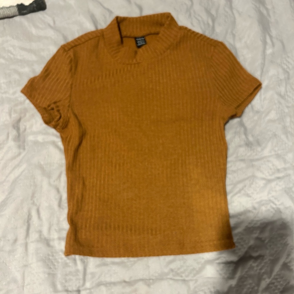 SHEIN Ribbed Knit Crop Top - Rust